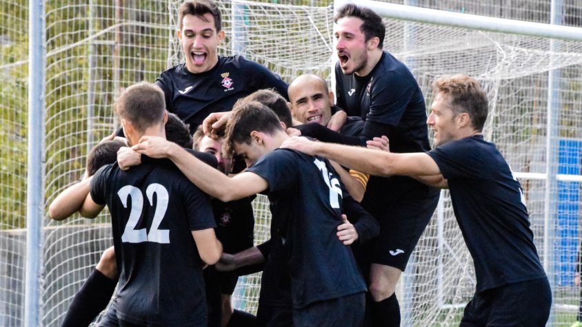 Celebració del gol de la UE Valls