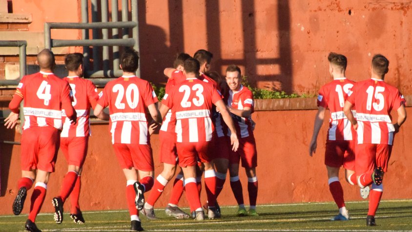Celebració del gol de la UE Valls
