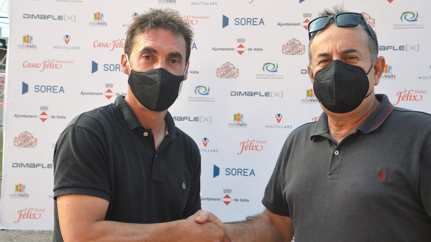 Joan Pallarès i Francesc Martí en la roda de premsa per anunciar que hi haurà relleu a la banqueta de la UE Valls