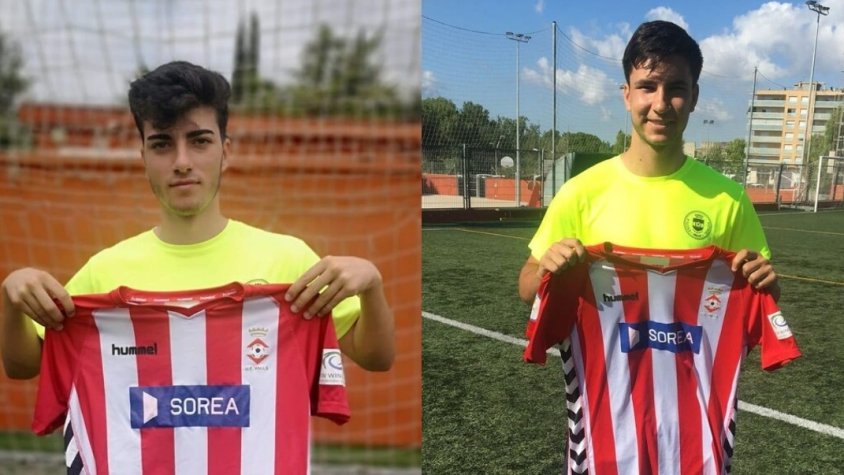 Imatge dels dos jugadors que fan el salt de l'Escola Valls al juvenil