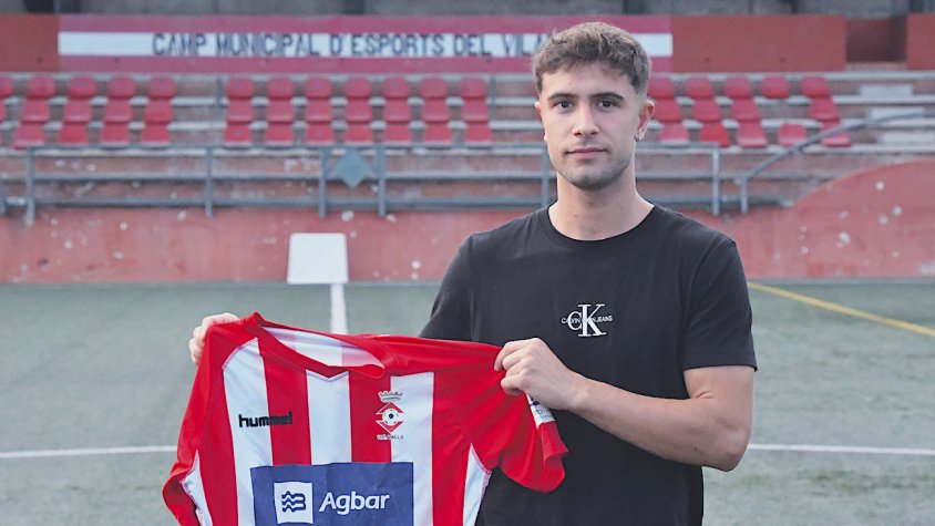 Hugo Gómez, durant la presentació com a jugador de la UE Valls