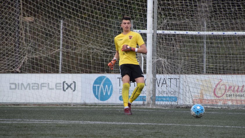 Agüera, en el partit que va jugar la Pobla B al Vilar de Valls a la penúltima jornada de lliga
