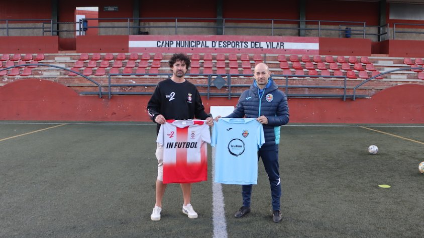 Els dos entrenadors, ahir dimarts al Vilar en la prèvia del partit